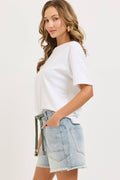 Georgette Rope-Belt Denim Shorts
