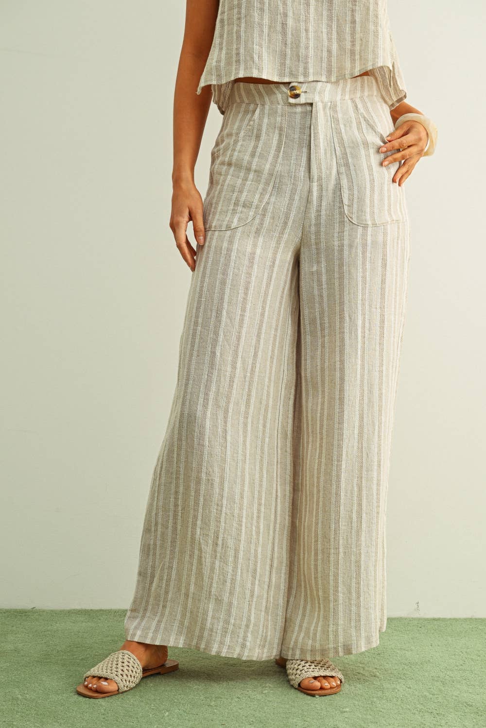 JACQUARD LINEN PANTS