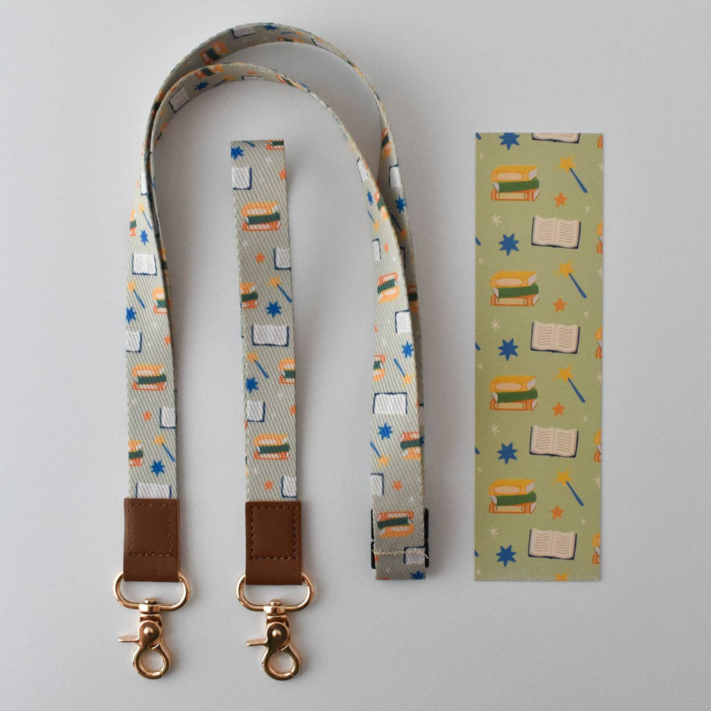 Book Pattern Lanyard- CLEARANCE