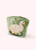 Embroidered Velvet Mini Pouch - Garden Goose