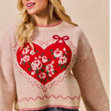 Big Valentine Heart Coquette Crop Sweater