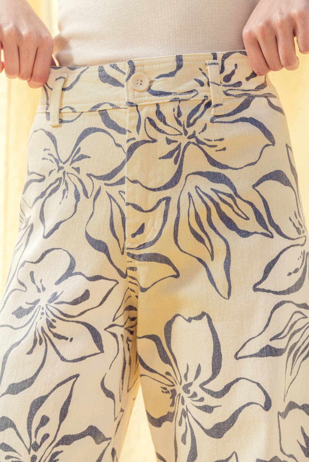 FLORAL PRINT STRETCH PANTS