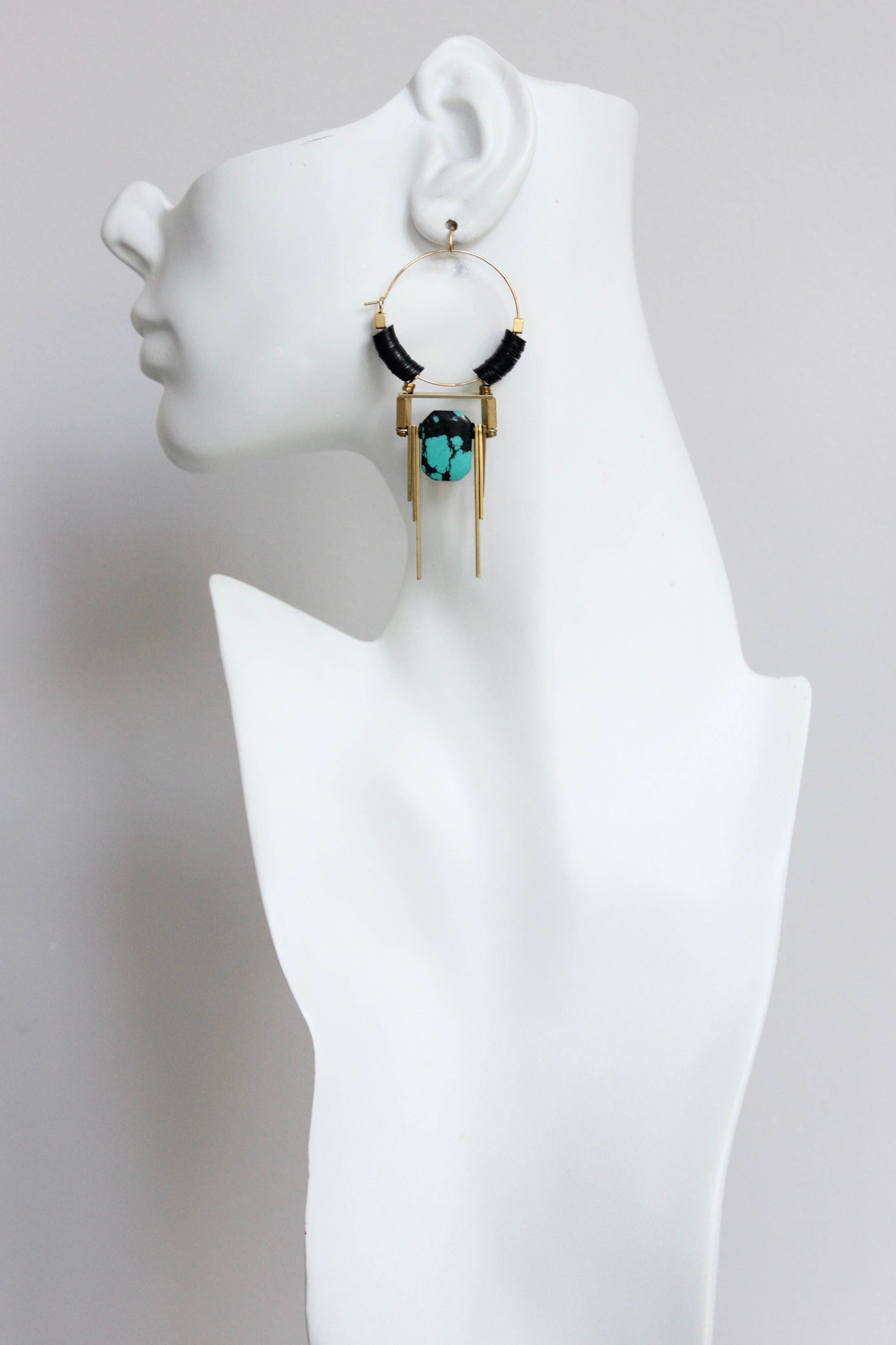 Art Deco turquoise hoop earrings