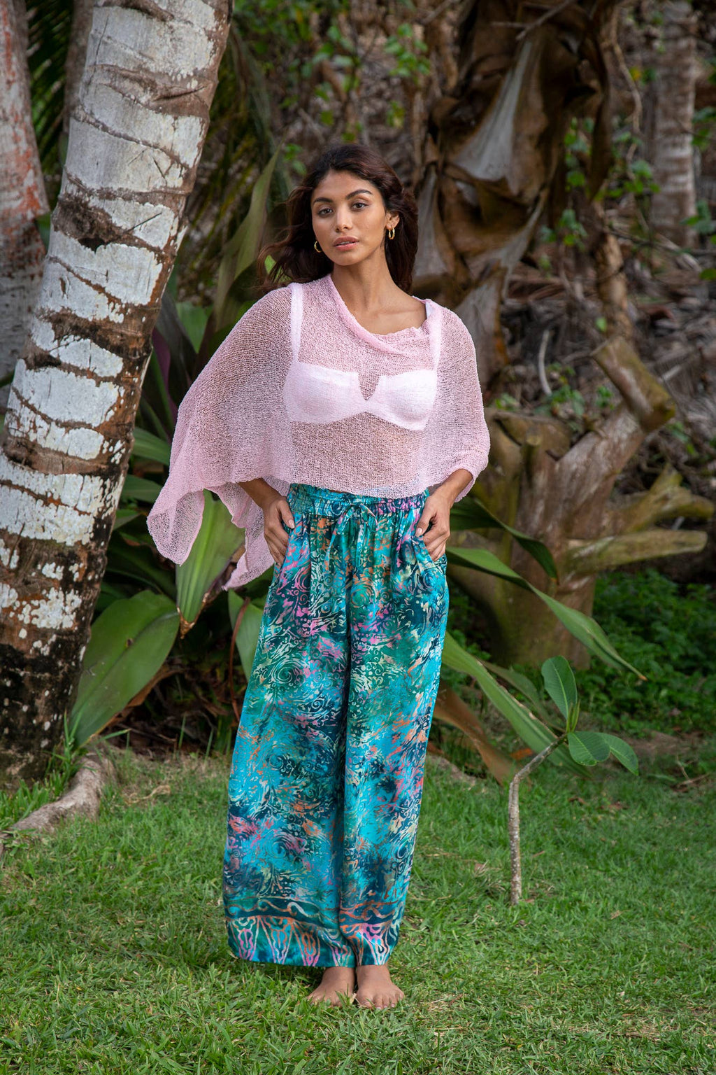 Summer Sheer Shrug Knit Poncho Shawl- Boho Beach Cover Up fo