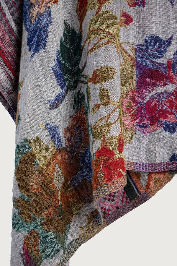 Thalia Floral Geometric Short Open Poncho
