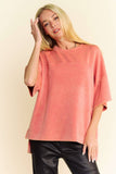 WASHED CREW NECK DROPPED DOLMAN SLEEVES TOP