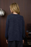 CREW NECK BUTTON DETAIL LONG SLEEVE KNIT TOP