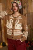 Swan Jacquard Cardigan