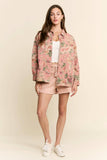 Floral Print Denim Long Sleeve Jacket