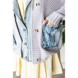 Knit Body Denim Layerd Jacket