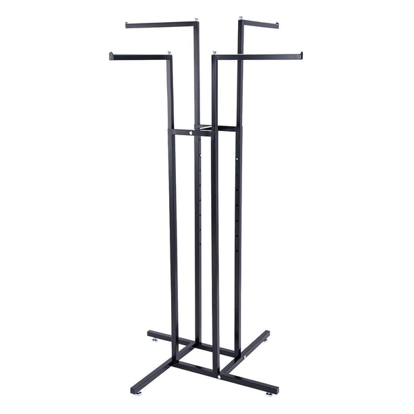 4-Way Black Clothing Rack With Straight Arms