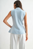 Sleeveless Button-Down Collared Top Vest
