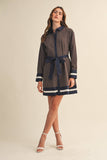 STRIPED BUTTON DOWN BELTED MINI DRESS MDR4225