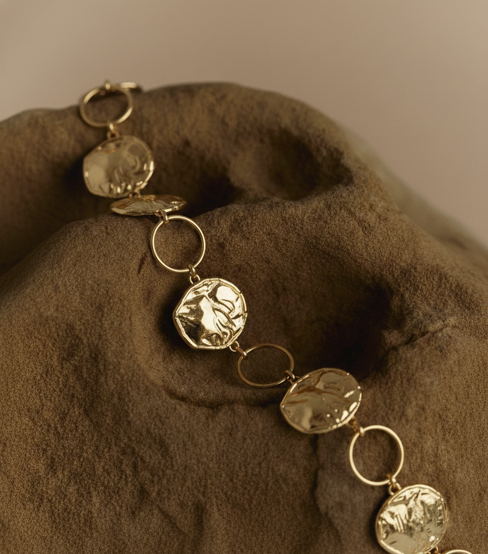Large Natural Hammered Ring Belt