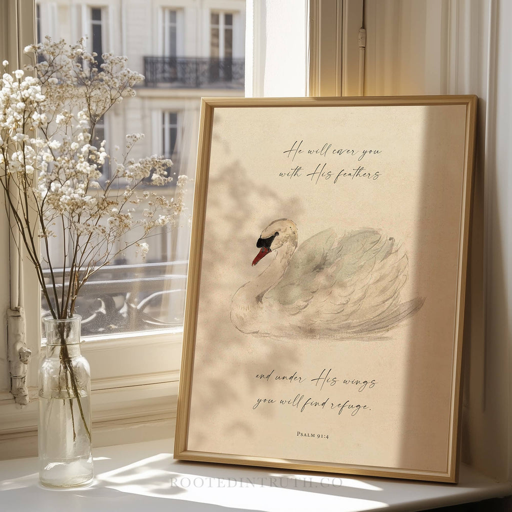Under His Wings Wall Art Print Christian Decor: 11x14 Art Print