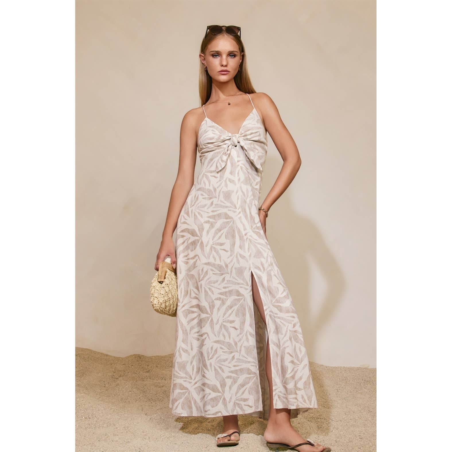 Driftwood Dreams Knot Front Maxi Dress L / SEASHORE Driftwood Dreams Knot Front Maxi Dress L / SEASHORE