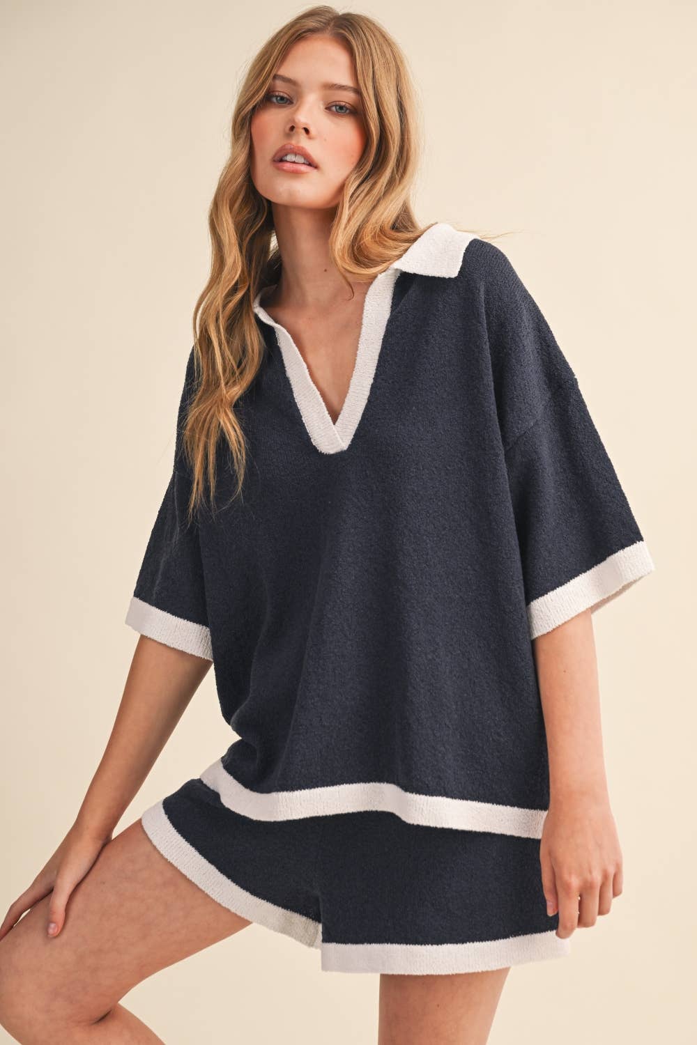 KNIT CONTRAST EDGE SHORTS