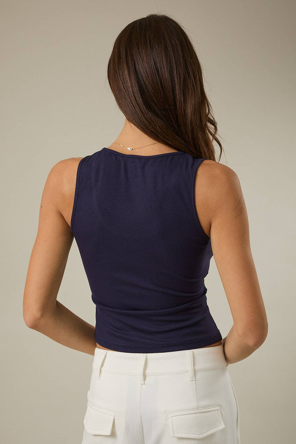 CHILLI EMBROIDERED RIBBED TANK TOP