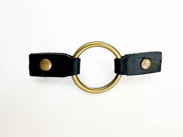 Cinch Clip for Clothes Bronze w/ Studded Black Leather Clasp