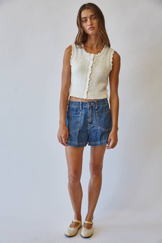 Snuggly Cotton Button Knit Vest