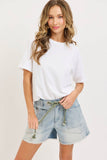 Barrel Jean Shorts with Rope Belt
