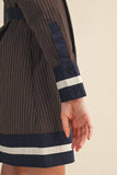 STRIPED BUTTON DOWN BELTED MINI DRESS MDR4225
