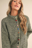 Striped Sweater Cardigan with colorful buttons