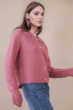 12W3445N-Heart Button Down Knit Sweater Cardigan