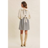 EASY COFFEE DATE BACK RIBBON TWOFER MINI SWEATER DRESS