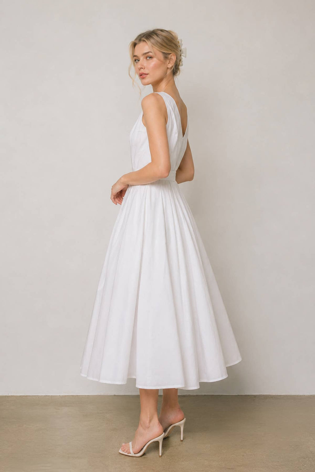 Sabrina Poplin Midi Dress - Black or White