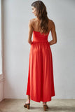 Knit Polyester Spandex Tube Strapless Flare Jumpsuit