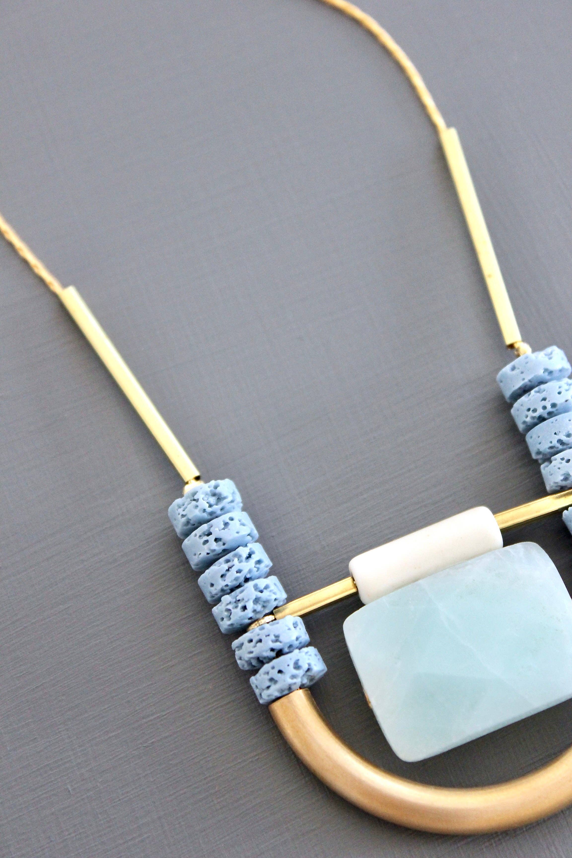 Amazonite & Lava Bead Necklace