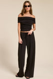 Off Shoulder Pants Set with Ruched Top