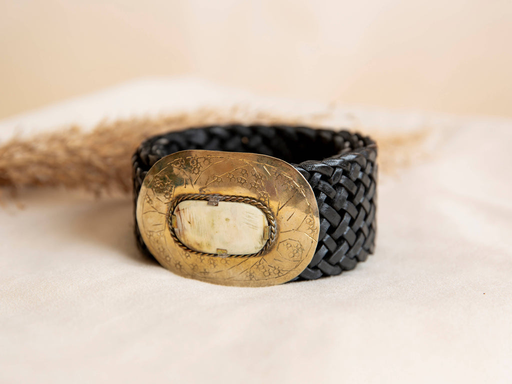 WIDE BLACK LEATHER BELT MERCURIO