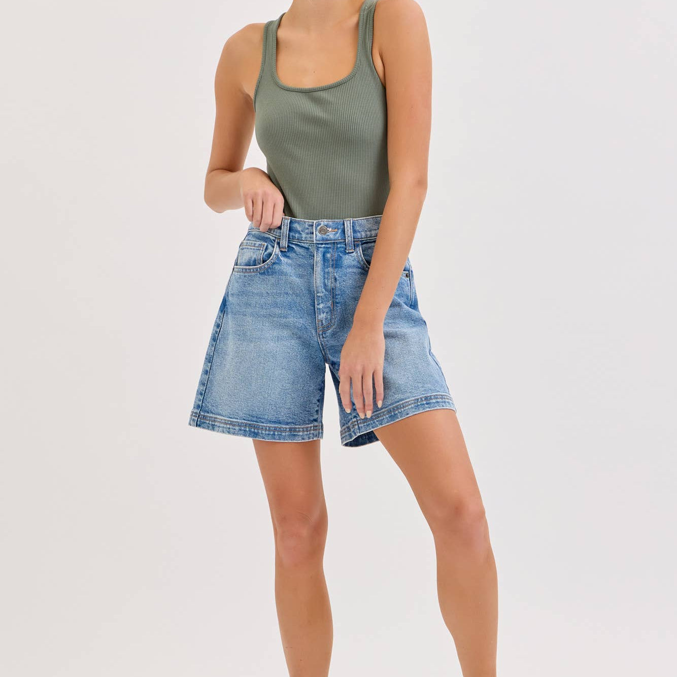 High Rise Midi Shorts with 6" Inseam