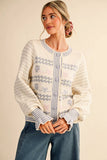 FLORAL RUFFLE SLEEVE SWEATER CARDIGAN MSW11097