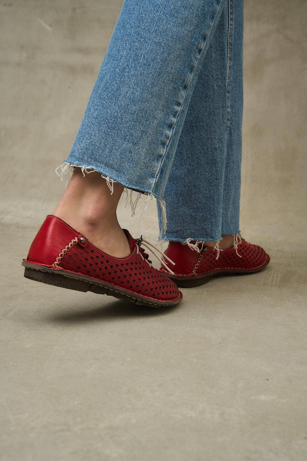 Olive JABIN Leather Flats