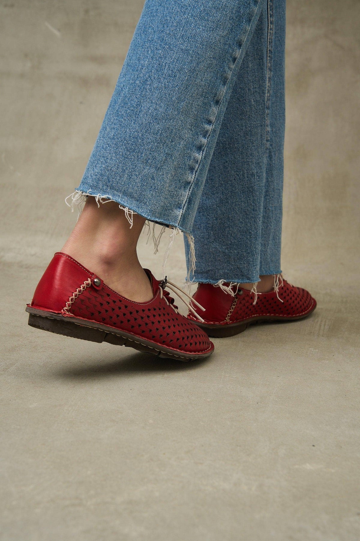 Olive JABIN Leather Flats