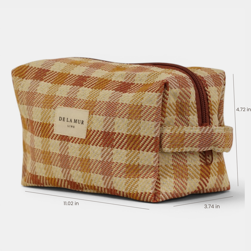 Zia Gingham Jacquard Squared Makeup Bag