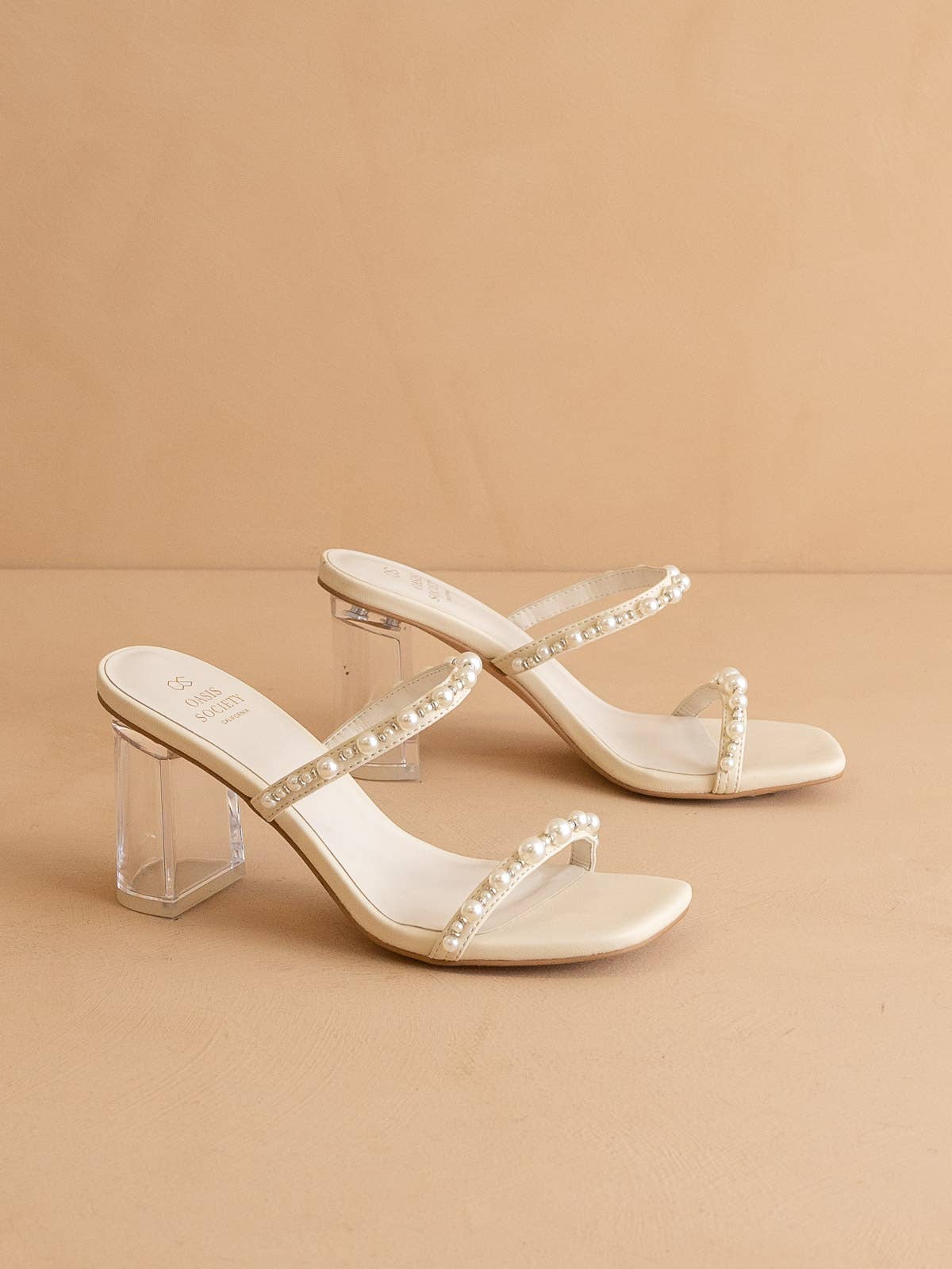 The Mae Beige | Strappy Pearl Heel