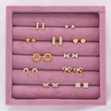 Petite Dot Cross Studs On Velvet Tag