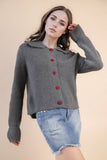 12W3445N-Heart Button Down Knit Sweater Cardigan