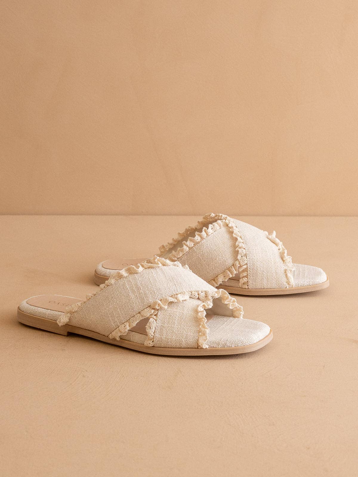 The Allie | Cream Lace Trim Cross Slide