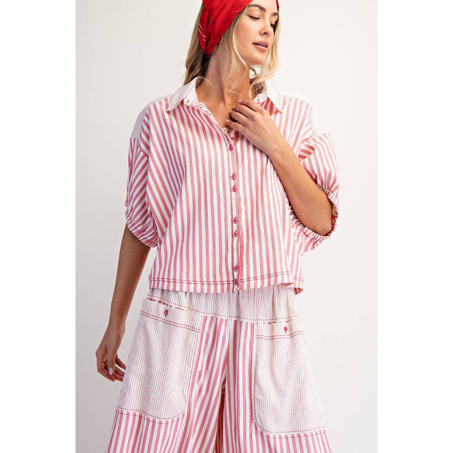 BOXY STRIPED BUTTON DOWN SHIRTS