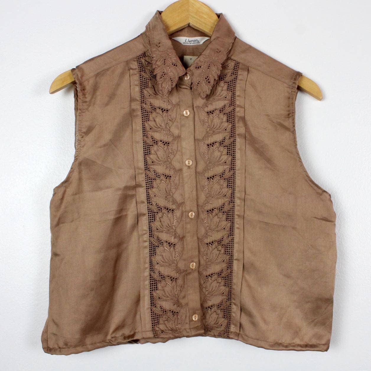 Reworked Sleeveless Button-Up Cropped Blouse - SOLID COLORS