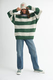 Oversized Striped Green & Lavender Sweater