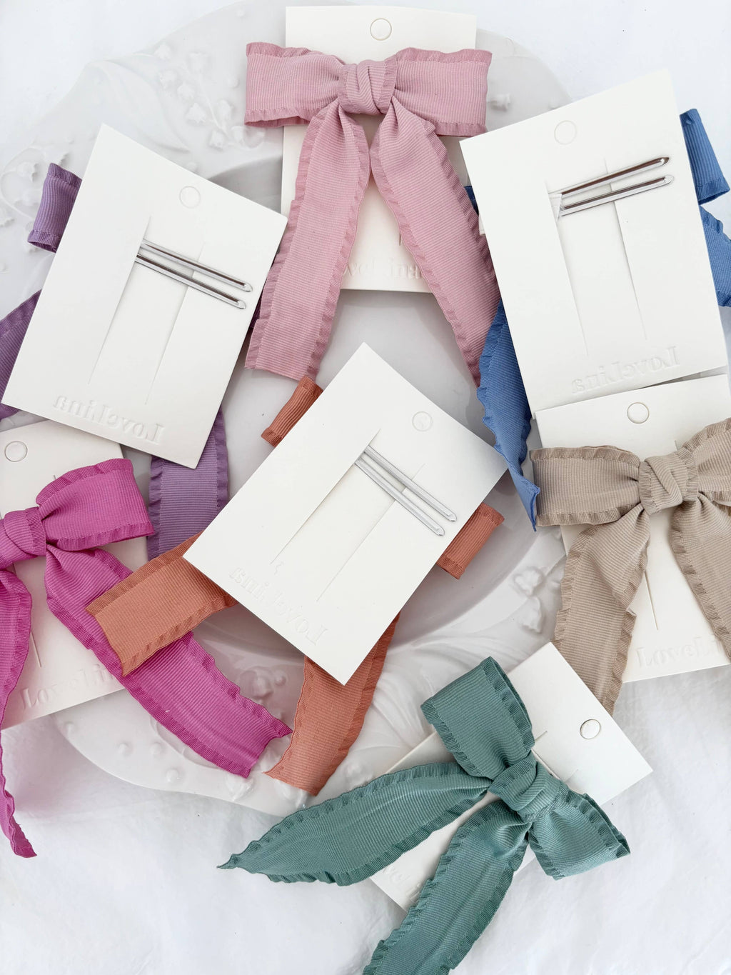 Ruffle Bow Colorful Hair Clips (CEZA)