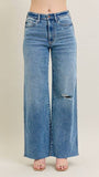 Medium Vintage Wash Wide Leg With Destroy