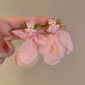 Pink Chiffon Petal Earrings – Delicate Floral Drops
