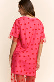 HEART MESH LAYERED T SHIRT DRESS